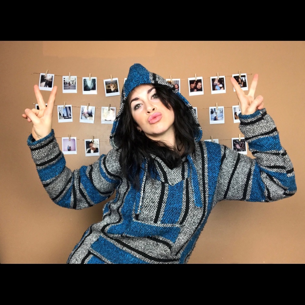 Blue stripped Baja Hoodie
